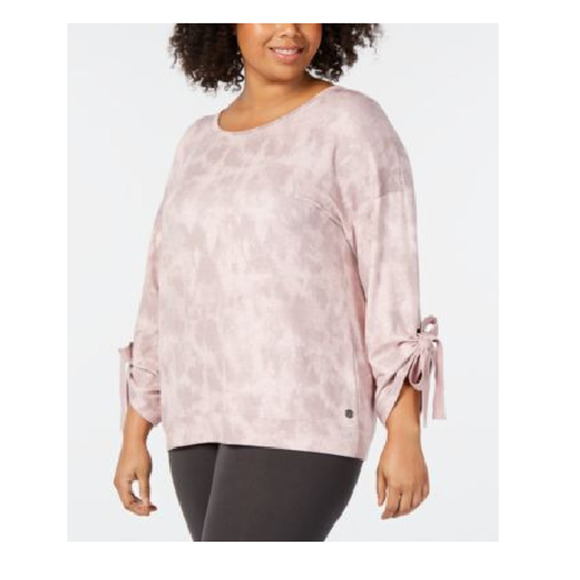 Ideology Womens Plus 3X Tie-Dye Crewneck Sweatshirt Tie Sleeve Blush Pink New - Picture 1 of 6